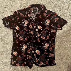 Denim & Flower Button Down Shirt